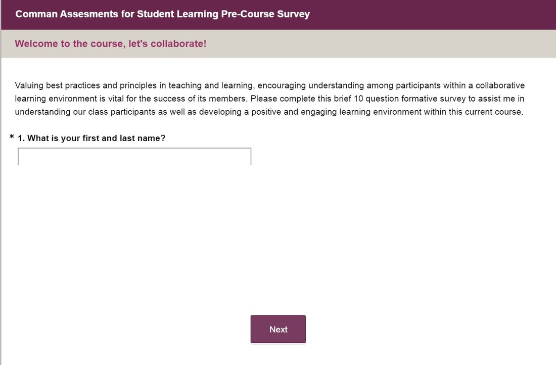Picture of pre-course survey cover