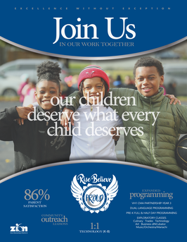 Join Us Magazine ad with 3 students and school logo