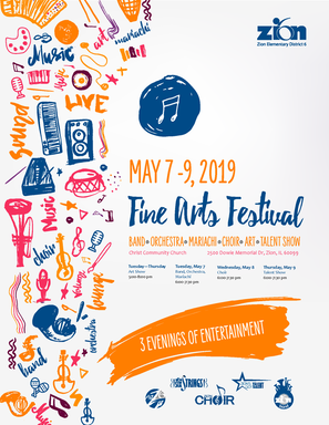 Flyer with musical instruments for the Fine Arts Festival