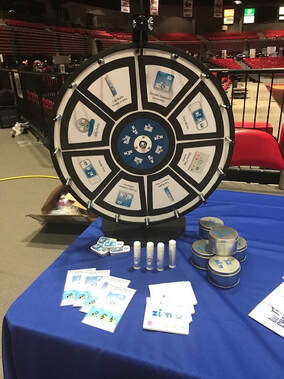 Spinning Wheel with promotion items displayed