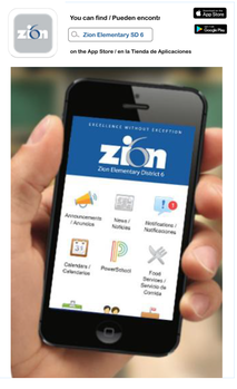 Mobile App Ad for Zion with hand holding phone