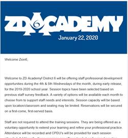 Email communication sample for ZD Academy invitation